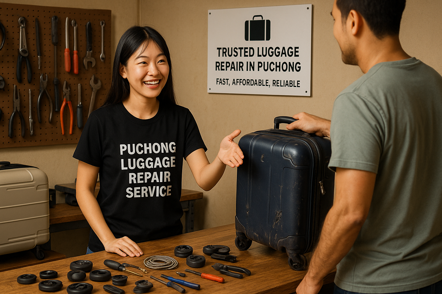 Puchong Luggage Repair Service provides affordable and reliable luggage repair service to residents in Puchong, Petaling Jaya, Subang Jaya, Bandar Puteri, Puchong Wawasan, Pusat Bandar Puchong, Puchong Perdana and other parts of Kuala Lumpur and Selangor.